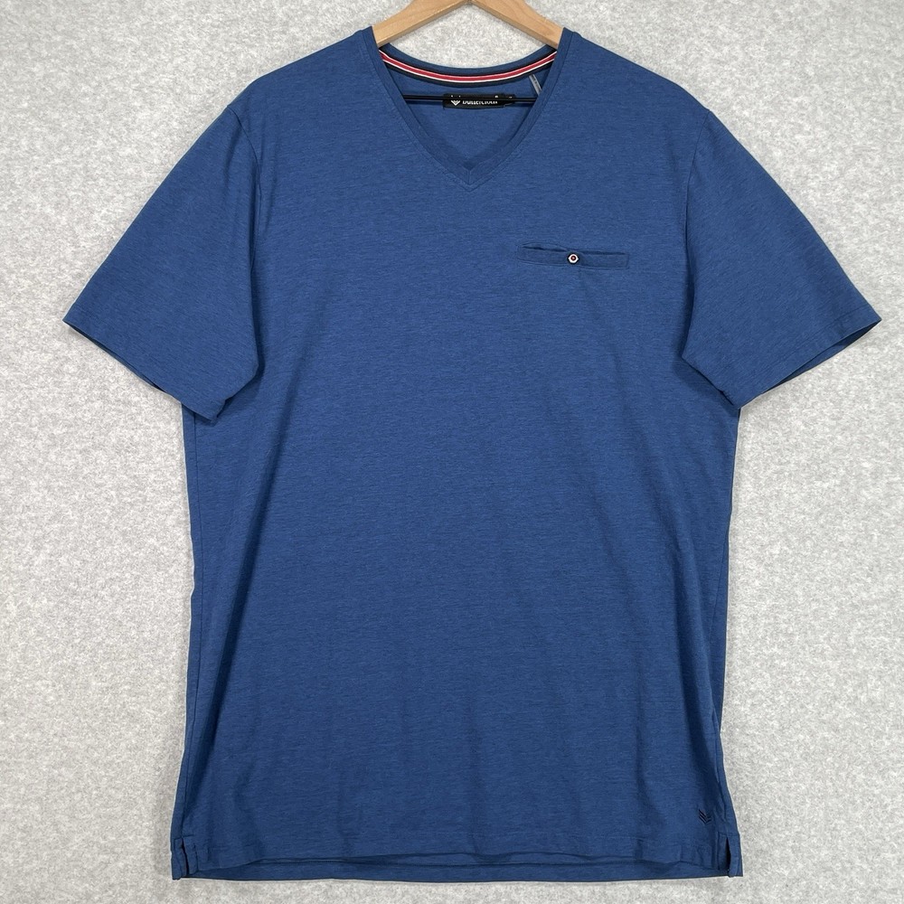 Buttercloth Shirt Mens XL Blue Lightweight Soft Stretch Pocket V Neck