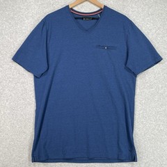 Buttercloth Shirt Mens XL Blue Lightweight Soft Stretch Pocket V Neck