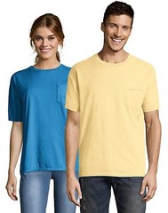 Hanes Adult T Shirt Tee Short Sleeve Pocket ComfortWash Garment Dyed Ring Spun