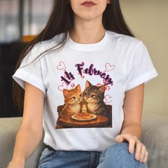 Romantic Valentine’S Day Cats Eating Spaghetti T-Shirt