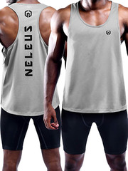 NELEUS ‘Dry Fit Logo Muscle’ Mesh Tank Top Men’s L Gym Workout Exercise Grey NWT