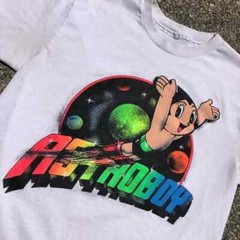 Vtg Astro Boy The Might Atom Cartoon Single Stitch Rainbow Graphic White Tee