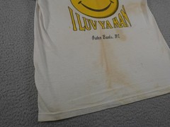 Vintage Outer Banks NC Shirt Mens Small Beige 90s I Luv Ya Man Smiley Face