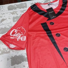 Men’s Chef Shirt Contrast Color Casual Short T-shirt Round Neck Summer Chefwear