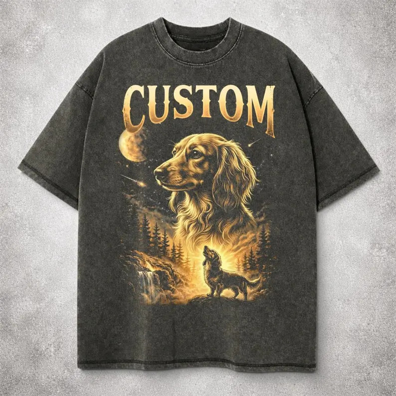Custom Long Haired Dog Comfort Tee Personalized Pet Owner Animal Lover Gift