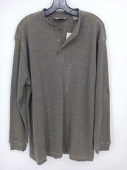 New Taylor & Henry Henley Long Sleeve Shirt Size L Cotton Blend Brown