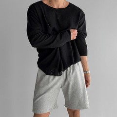 Men’s Knitted Long Sleeve T Shirt Solid Color for Daily Vacation Style