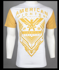 AMERICAN FIGHTER White Mustard Yellow STANFIELD Athletic Graphic T-shirt NWT