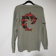 Mens Shark Graphic Long Sleeve Tee WRV Wave Riding Vehicles Olive Skater Large