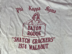 REAL VTG RARE 1974 PHI KAPPA SIGMA BATON ROUGE SNATCH CRACKERS – S WHITE T-Shirt