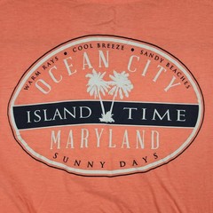 Ocean City Shirt Mens Large Orange Island Time Maryland Graphic Logo Beach Tee