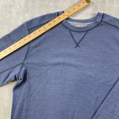 Eddie Bauer Thermal Shirt Mens Large Blue Waffle Knit Crewneck Outdoor Casual