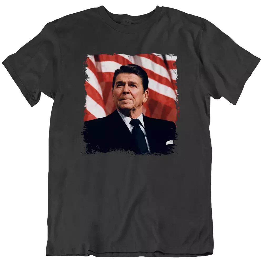 Ronald Reagan Patriotic, American Flag Republican Fan T Shirt Tee Gift New