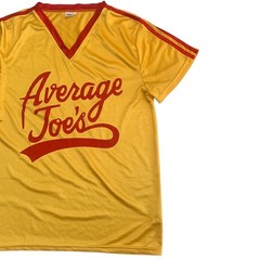 Average Joes Men’s Size M Dodgeball Yellow V-Neck Costume Satin Shirt Jersey
