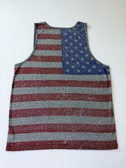 American Flag Patriotic Tank Top Red White Blue Gray Distressed Mens Sz XL