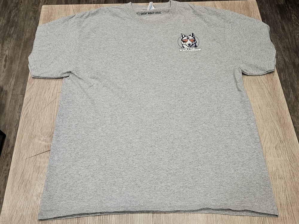 Port & Company XL Heather Gray Great Wolf Lodge Wolf Sunglasses T-Shirt