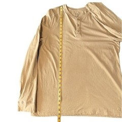Vustra Premium Organic Cotton Henley Shirt Gilded Beige Mens Size XL Sustainable
