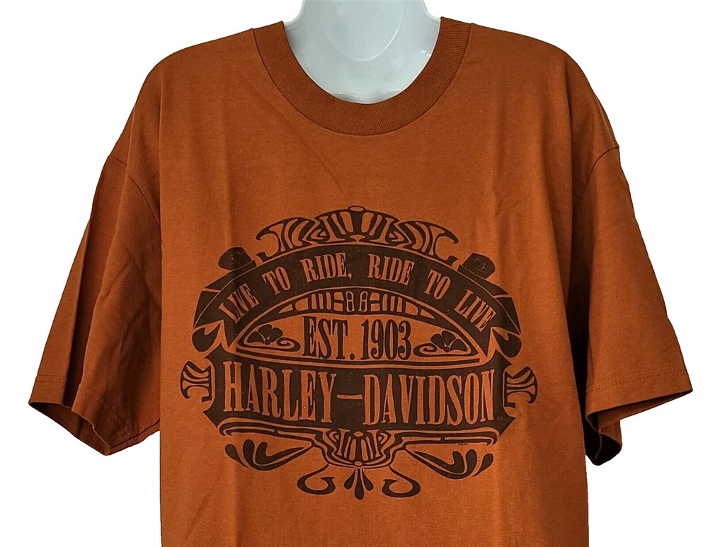 HARLEY DAVIDSON SS Shirt Texas Orange Live to Ride Retro Legend Chest43in Mens L