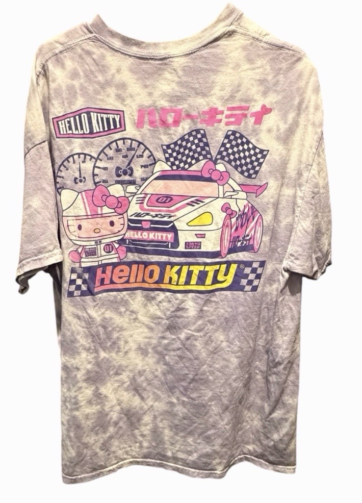 Hello Kitty Tokyo Speed Racing Tie Dye Graphic T-Shirt Unisex XL Purple JDM