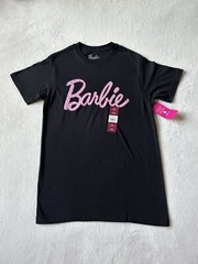 Barbie Mens Short Sleeve Black Crewneck Logo Graphic T- shirt Size S (34-36) NWT