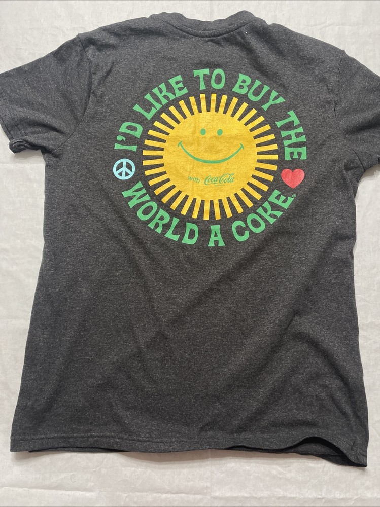 Coca Cola Shirt Mens Medium Gray Logo Short Sleeve 1971 Unity Collection