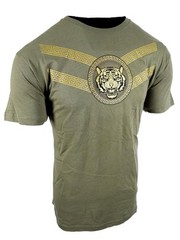 Mens T- Shirt Blue Black or Olive New Gold Luxury Stripe Prints Slim Fit