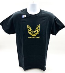 1977 Pontiac Trans Am T-Shirt – Black w/ Firebird Logo Emblem – Licensed
