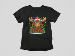 Cute Christmas Moose Shirt | Holiday Cartoon Reindeer Lights Sweater Tee Unisex