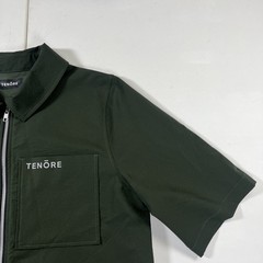 Tenore Zip Up Shirt Jacket Polo Short Sleeve Green Logo Pocket Men’s L