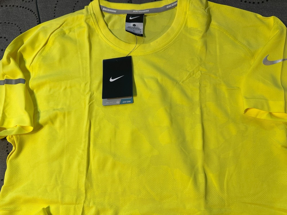 NIKE MILER VINTAGE RUNNING BODY MAP #700 YELLOW GRAY NYLON SHIRT SIZE L MEN $75