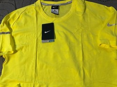 NIKE MILER VINTAGE RUNNING BODY MAP #700 YELLOW GRAY NYLON SHIRT SIZE L MEN $75