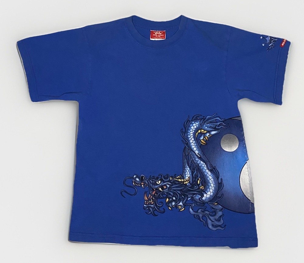 Rare Vintage 90s JNCO Jeans Blue Dragon Wraparound T-Shirt, Men’s S Youth XL