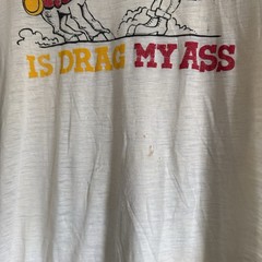 Vintage 50s 60s Paper Thin Novelty Character T-Shirt Distress Sz Mens L 21×27