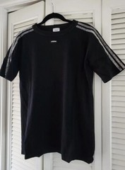 Adidas Classic 3 Stripe Shoulder Black Cotton T Shirt Short Sleeve Tee Medium