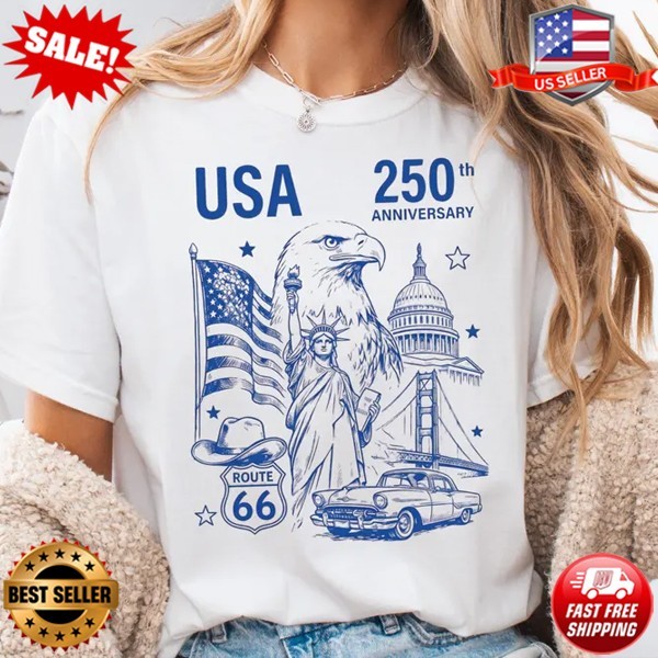Retro American Flag Shirt, USA 250th Anniversary Patriotic T-Shirt – Up to 5XL