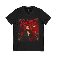 Retro Neon Pop Art V-Neck Graphic Tee R&B Icon Streetwear Crimson Shirt 3005