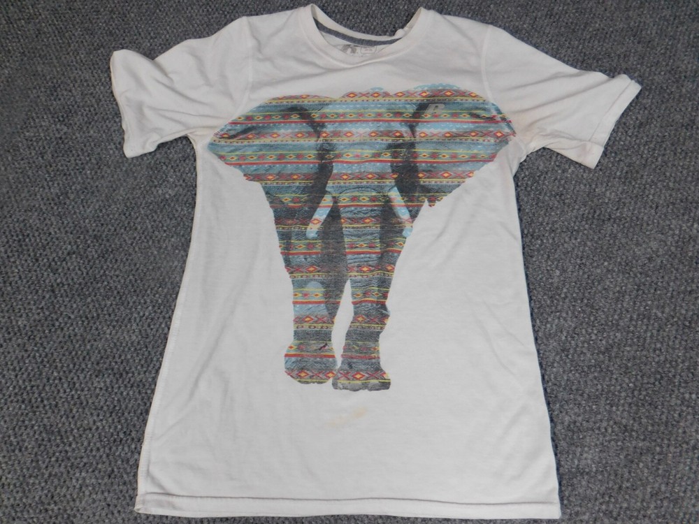 Russell Mens Shirt Small White elephant stretch graphic