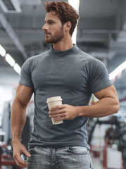 Men’s Muscle Slim Fit T Shirt Streetwear Solid Colors Gym Casual High Neck