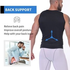 Mens Slimming Tummy Body Shaper Vest Compression T-Shirt Fitness Muscle Tank Top