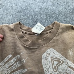 Vintage Primitives By Andrea Bragg Shirt Mens Large Beige Handprint Tribal Tee