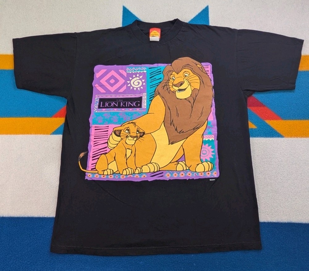 Vintage The Lion King Simba & Mufasa Shirt Disney Movie Promo 1990s Black XL
