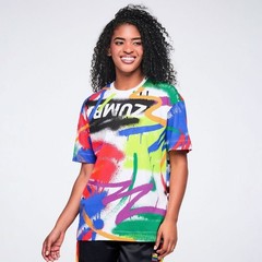 Zumba Pride Oversized Crew Neck Tee – White/Black (men’s sizing) ~ XS S M L XL