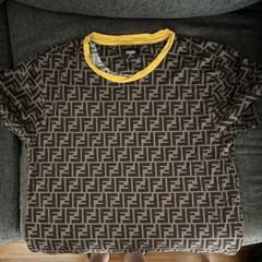 Fendi FF Logo Tight-Knit Crewneck Short Sleeve Pullover t shirt Brown