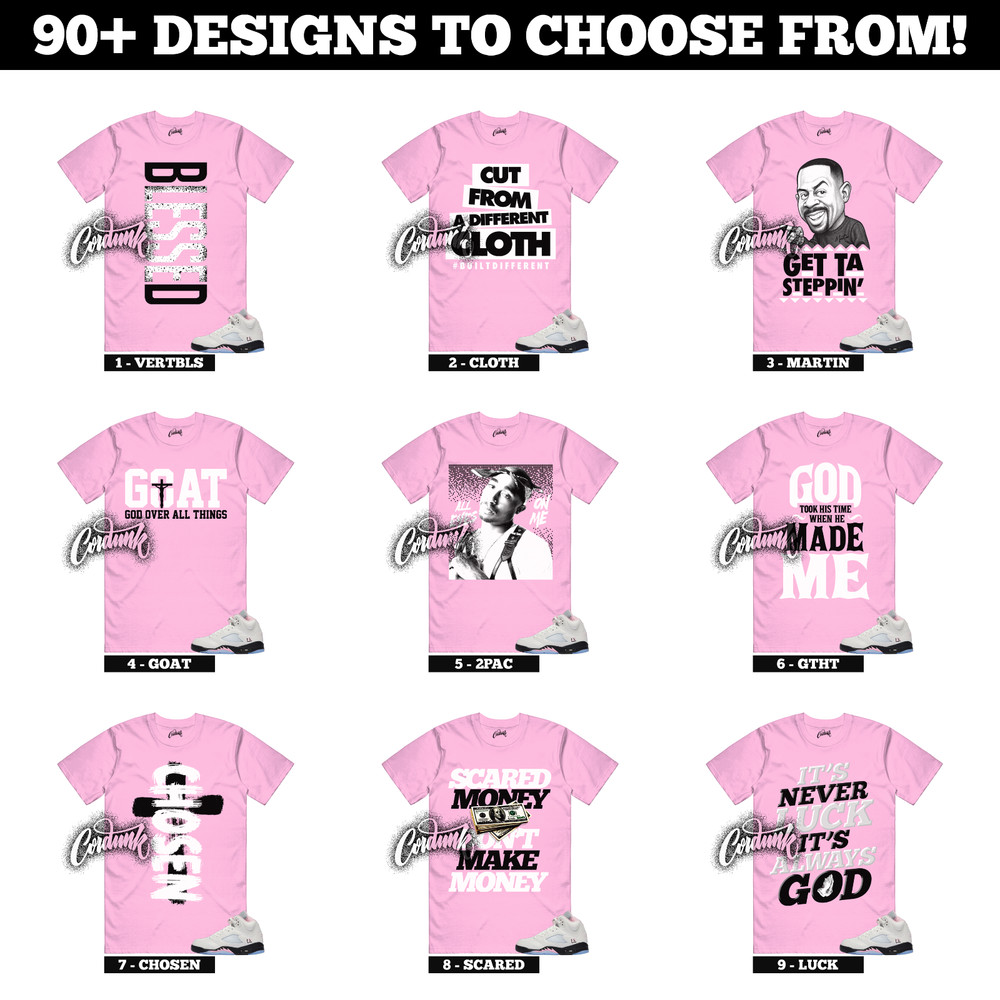 5 Medium Soft Pink White Black Foam Triple Sneaker T Shirt
