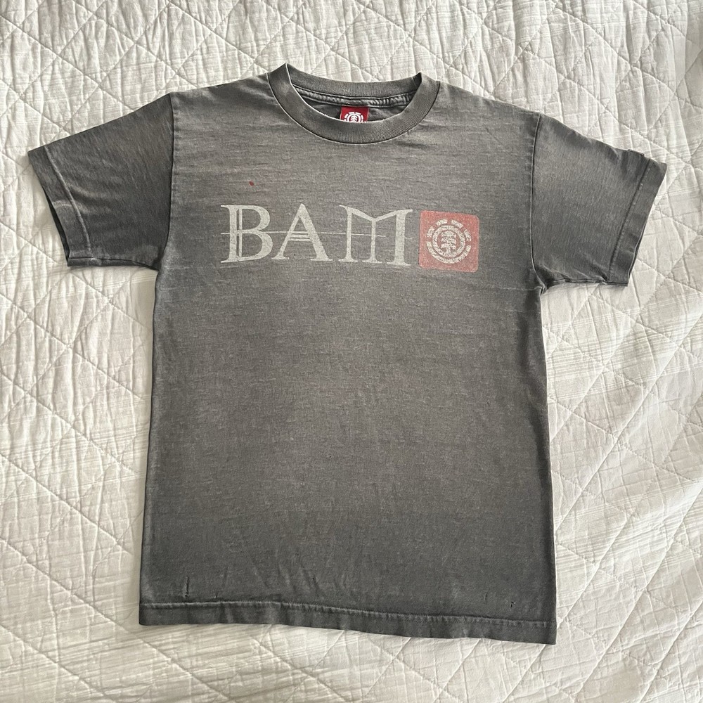 Vintage BAM Margera Element HIM Tshirt Size Small Gray 2000s Skate Faded Worn