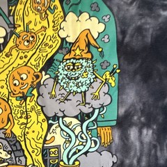 Killer Acid Men’s Black Gray Yellow Cotton Tie Dye Sun Graphic T-Shirt Size M