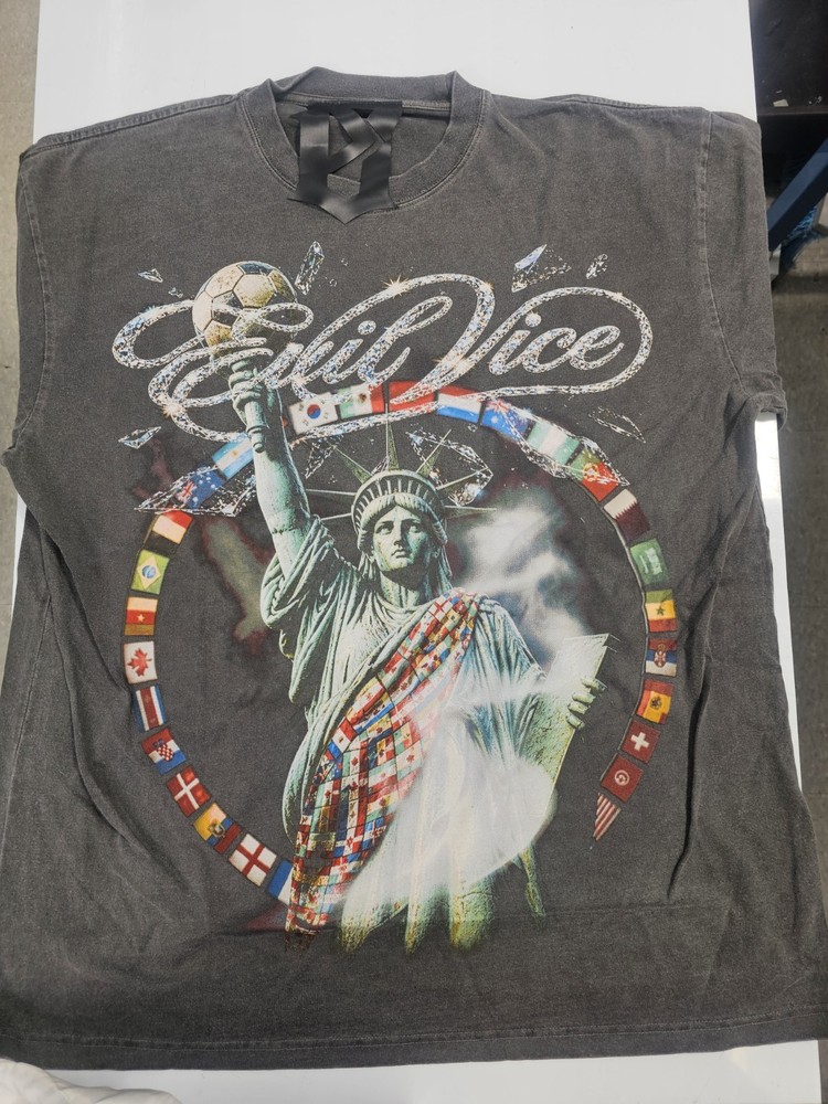 EVIL VICE “WORLD CUP” FIFA THEME MEN’S SIZE XL BLACK WASH BNWT & BAG $100
