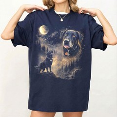 Custom Pet Photo Shirt Personalized Dog Portrait Howling at Moon Gift