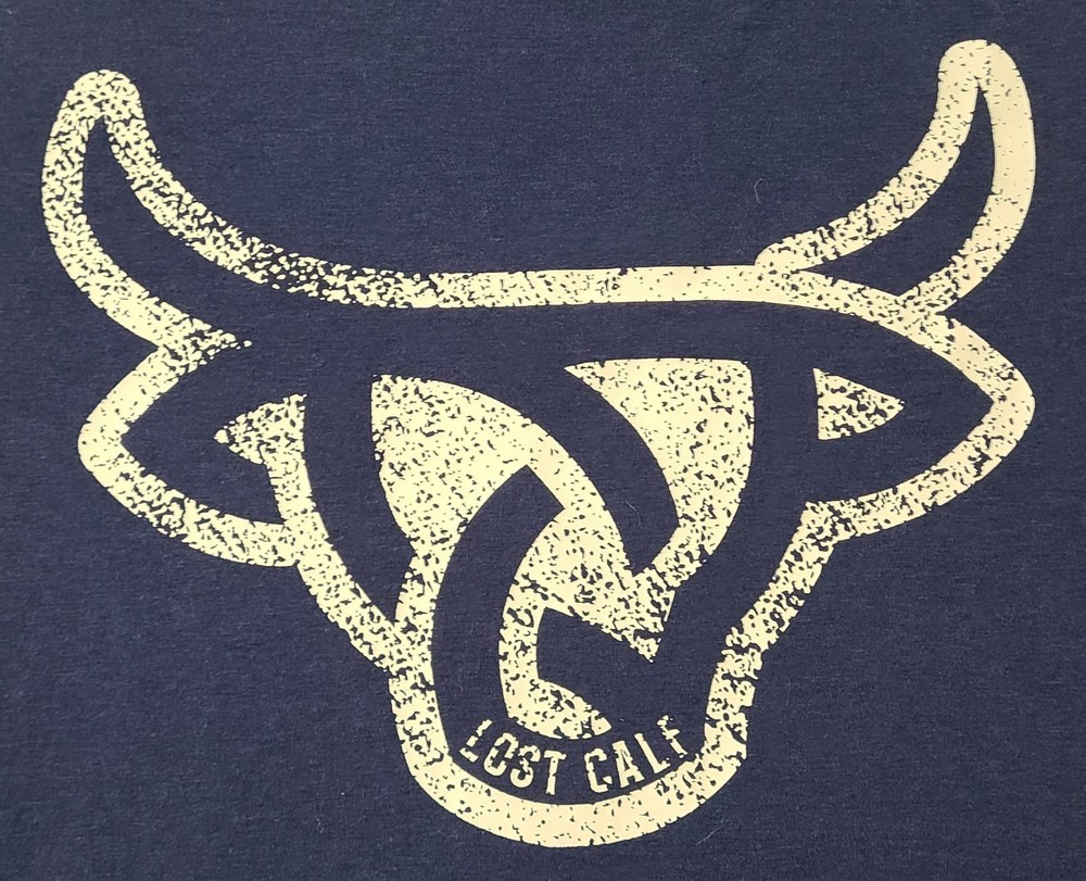 Lost Calf Angus Shirt Unisex Sz Small Blue Natural Born Cowboy Western Gear Tee