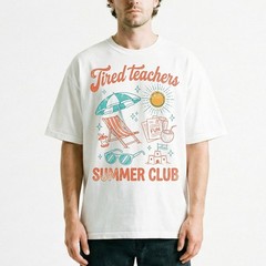 Tired Teachers Summer Club T-Shirt Funny School Break Beach Vacation Mode Tee